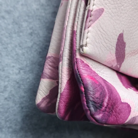 Kate Spade Emerson Place Roses Lenia Leather Shoulder Bag In Plum Dawn - Picture 7 of 13